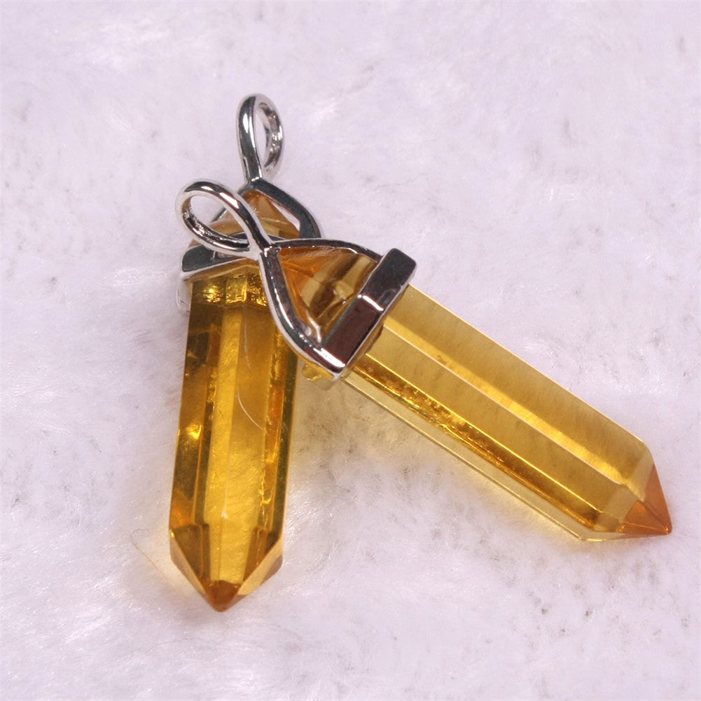 Quartz Point Pendant Natural Stone Bullet Hexagonal Necklace