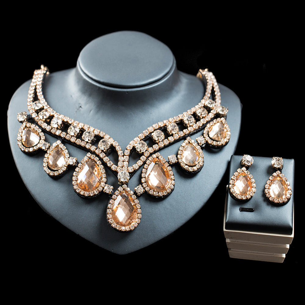 Colorful Exaggerated Bridal Necklace and Earring Set