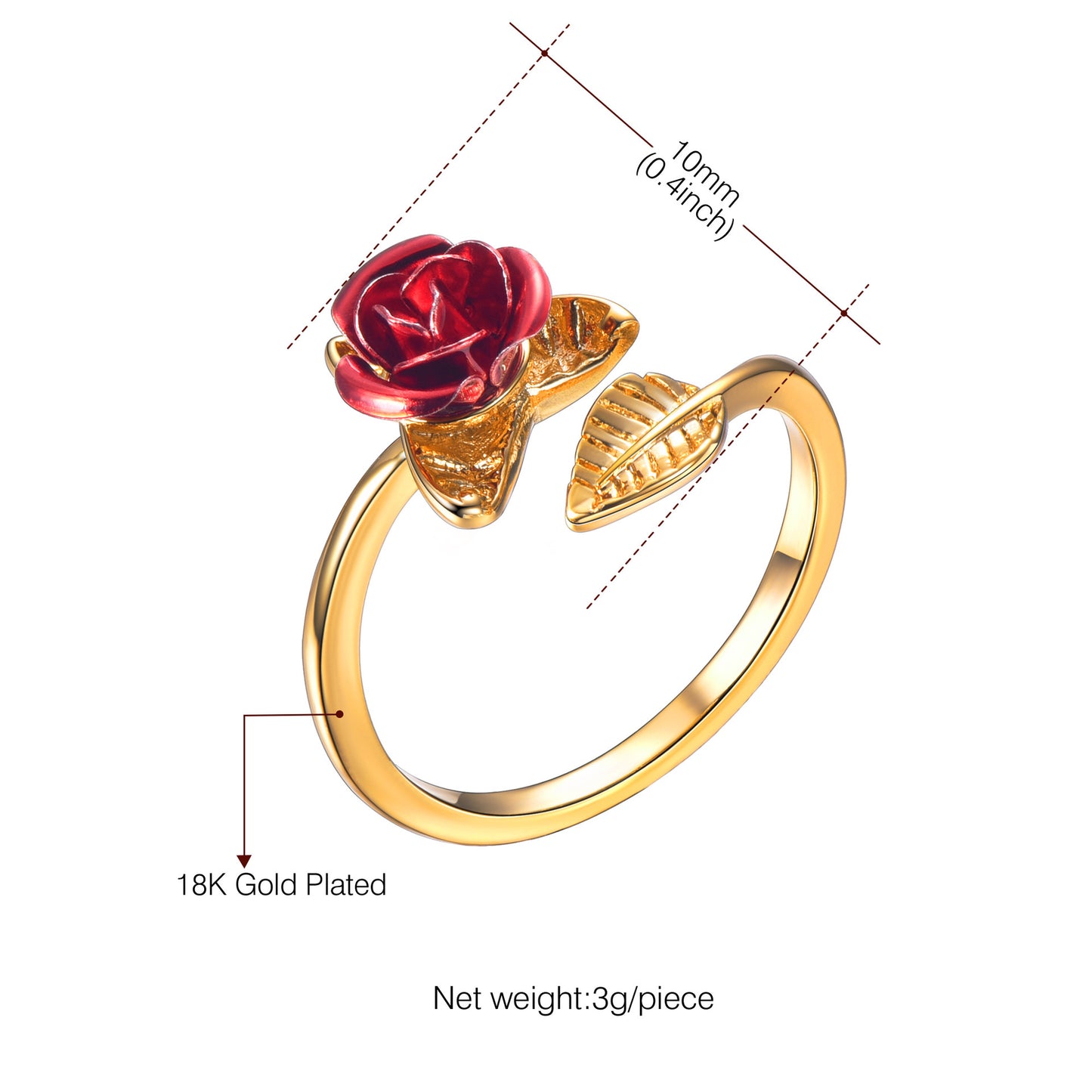 Adjustable Open Rose Flower Ring