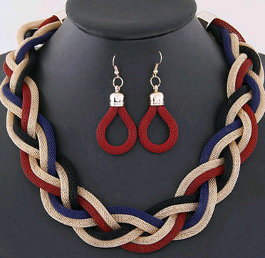 Handmade Bohemian Woven Rope Necklace Set
