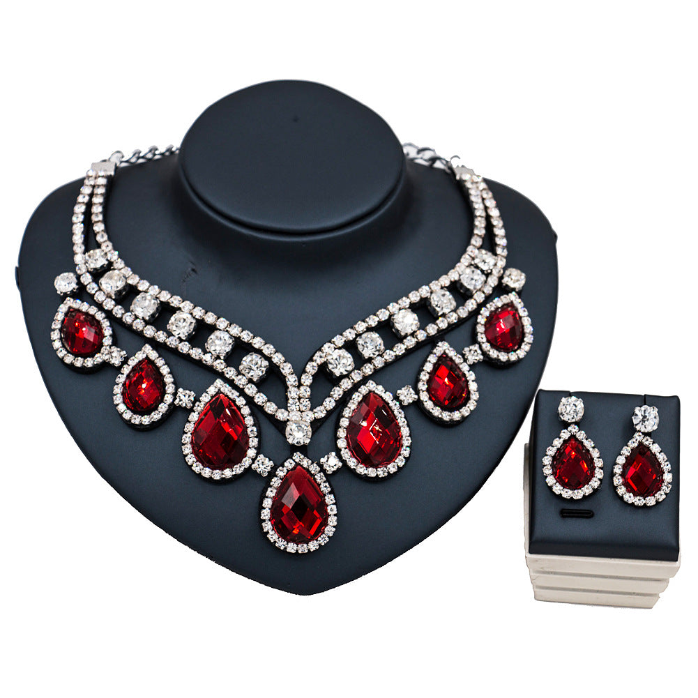 Colorful Exaggerated Bridal Necklace and Earring Set