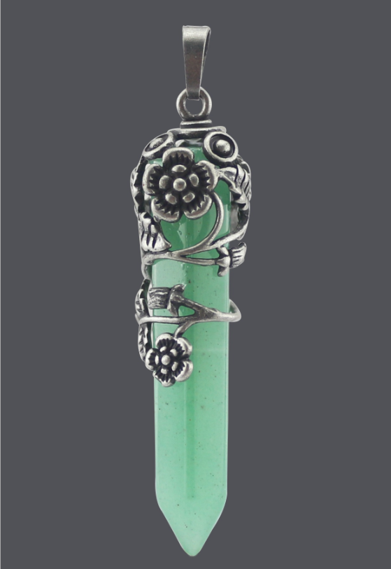 Natural Stone Crystal Hexagonal Pendant Necklace