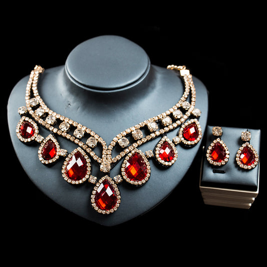 Colorful Exaggerated Bridal Necklace and Earring Set
