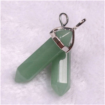 Quartz Point Pendant Natural Stone Bullet Hexagonal Necklace