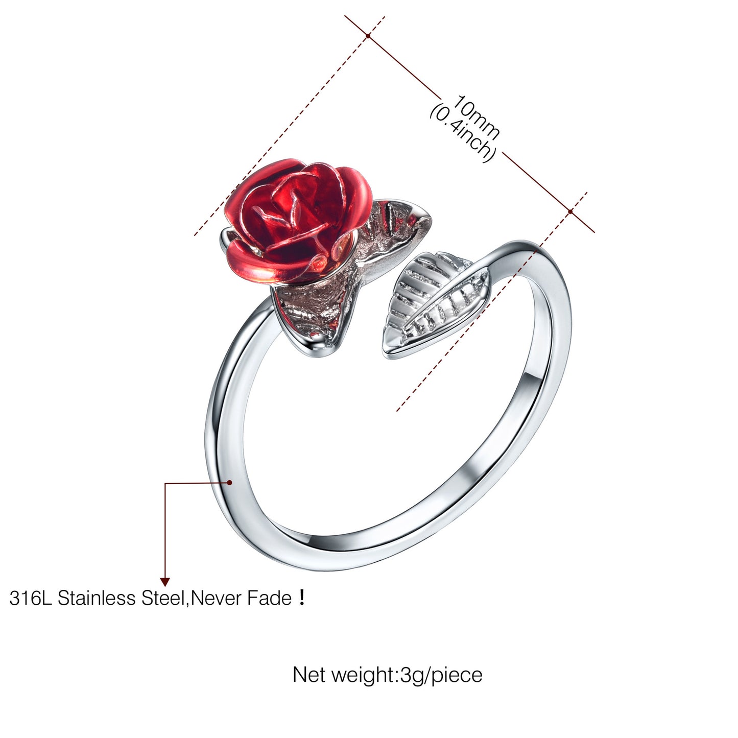 Adjustable Open Rose Flower Ring