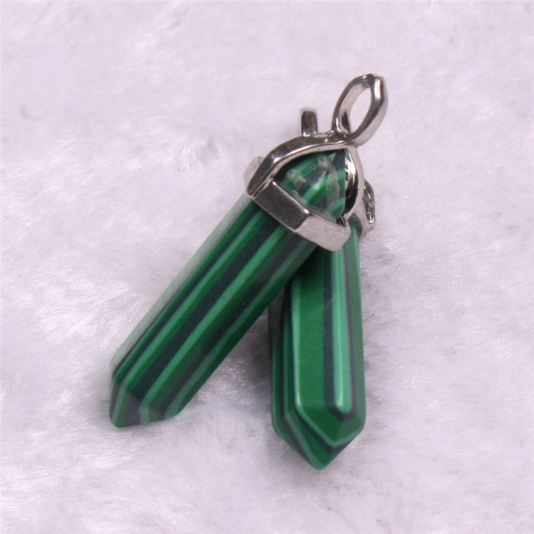Quartz Point Pendant Natural Stone Bullet Hexagonal Necklace