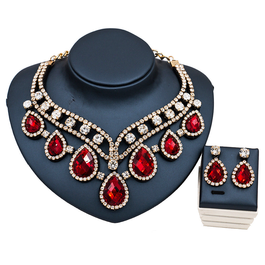Colorful Exaggerated Bridal Necklace and Earring Set